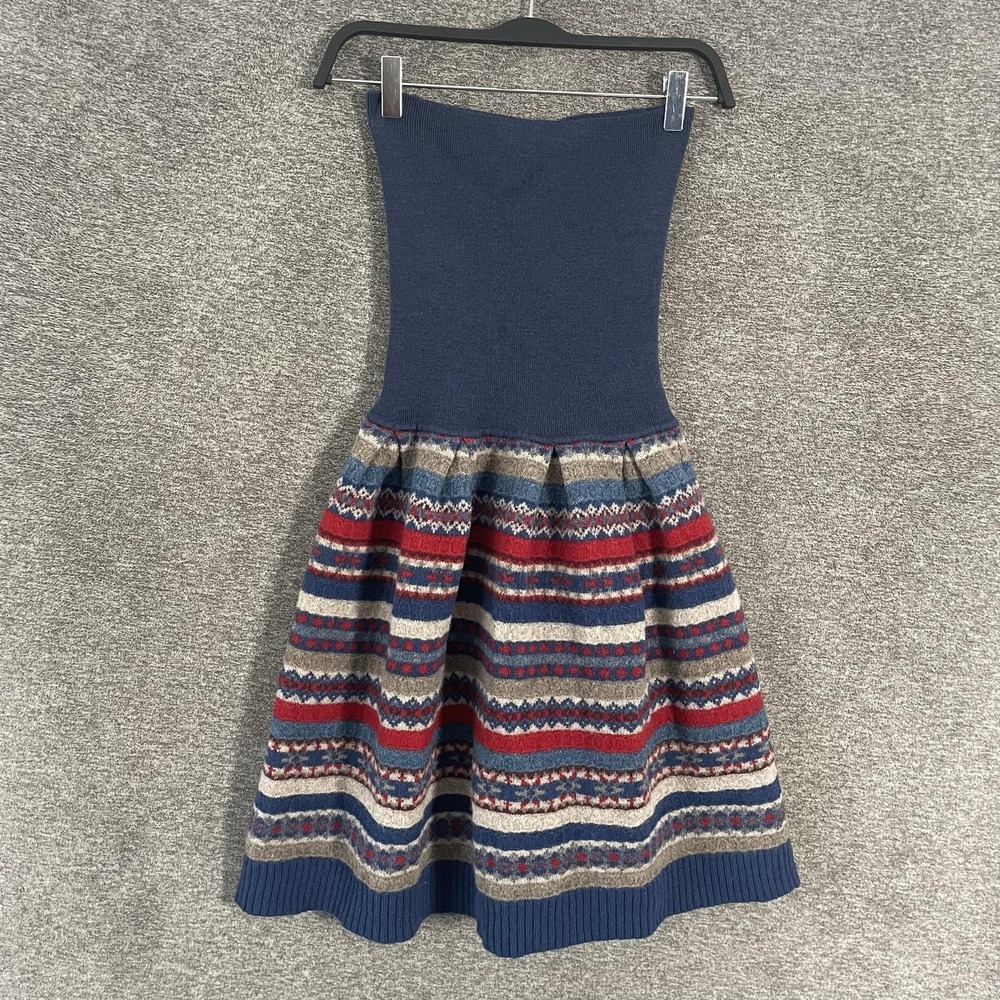 Marc By Marc Jacobs Dress Womens Small Blue Isle Knit Strapless Foldover Skirt